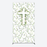 Aperturee - Aperturee Green Flower Cross God Bless Baptism Rectangle Backdrop
